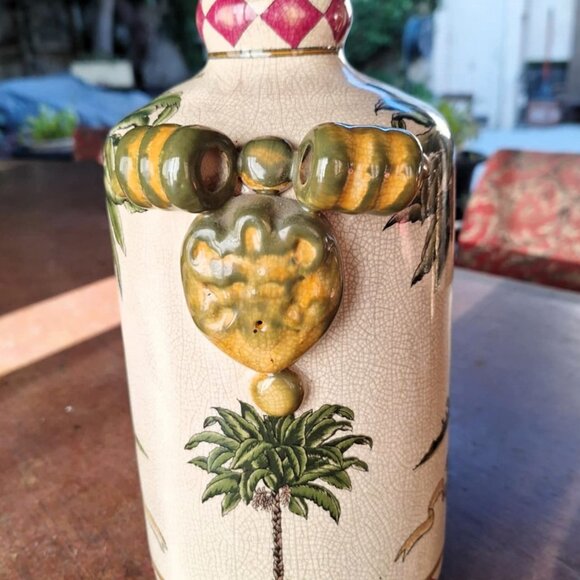 Interesting Vintage Chinese Porcelain Musa Paradisiaca Hand Painted Vase - Picture 8 of 10